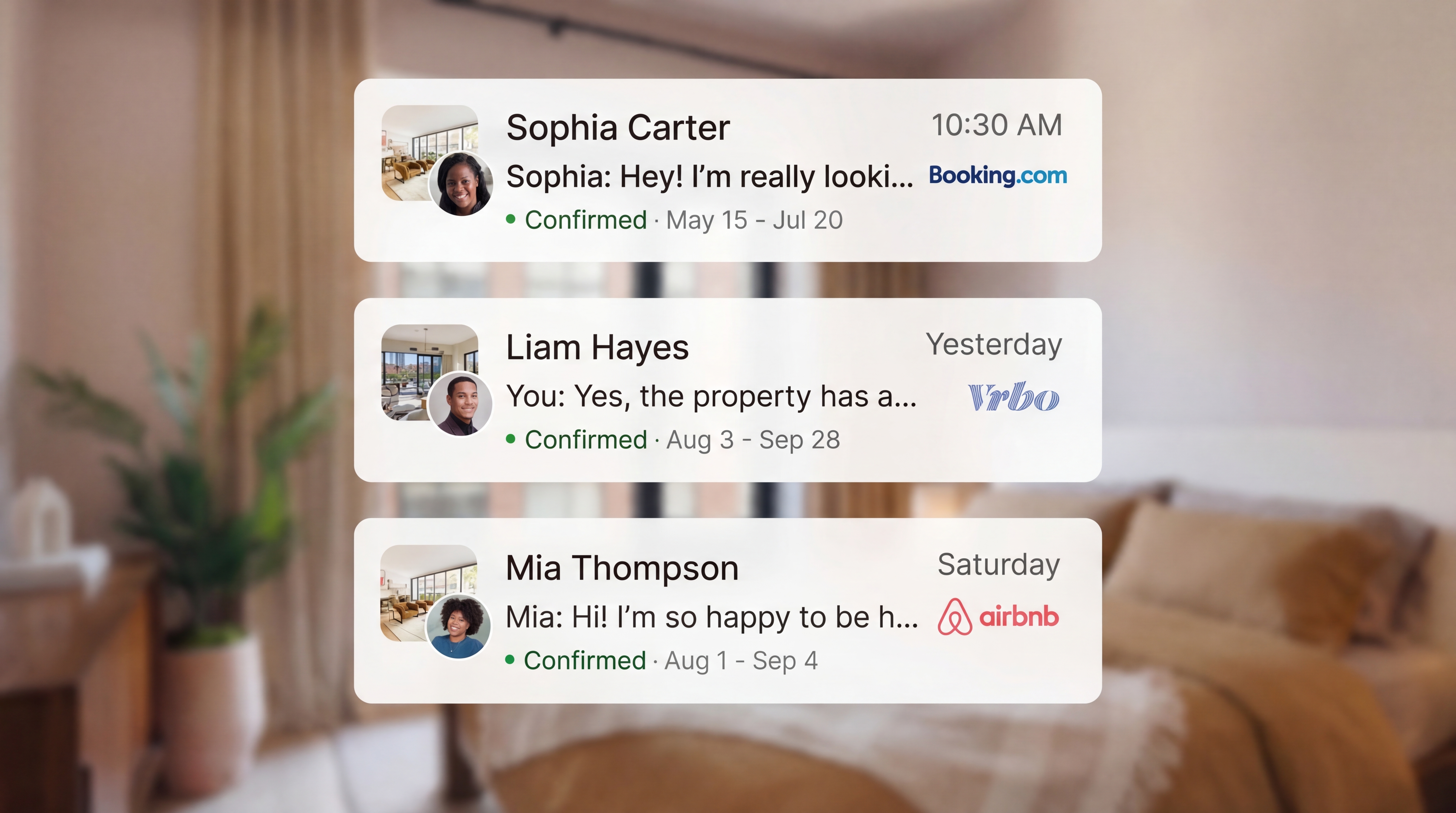 Bookings coming in from multiple platforms